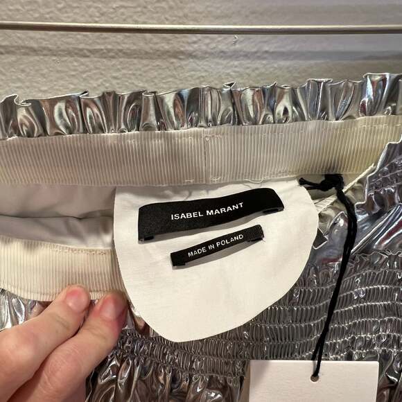 NWT Isabel Marant Silver Metallic mini skirt ruffle cotton size 34 FR 20753332 - Picture 14 of 16